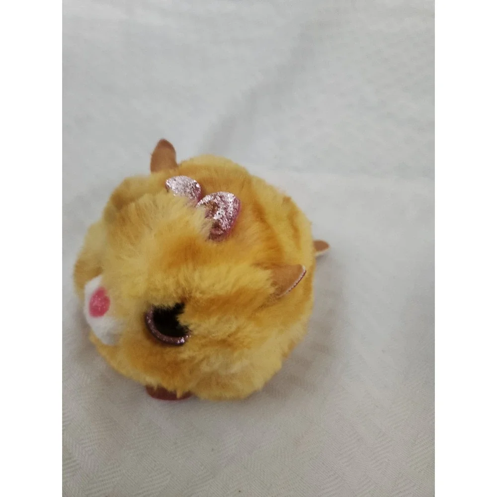 Ty Puffies Tabitha Orange Ginger Cat Plush Round Ball Glitter Eyes Pink Bow